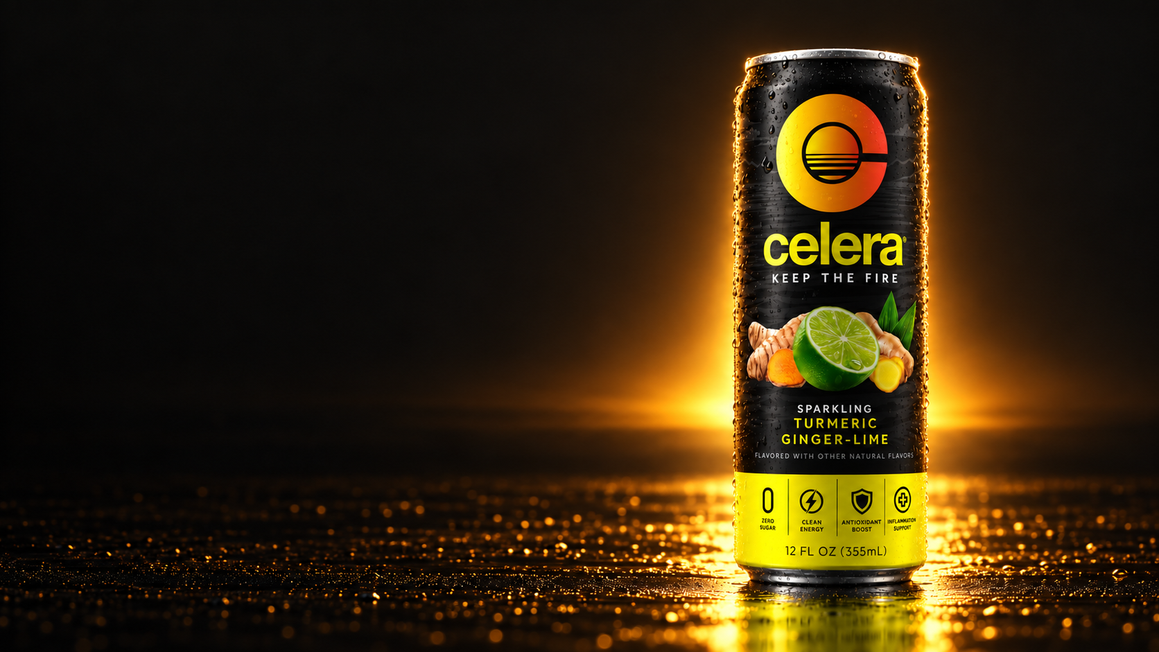 Celera sparkling turmeric ginger-lime energy drink