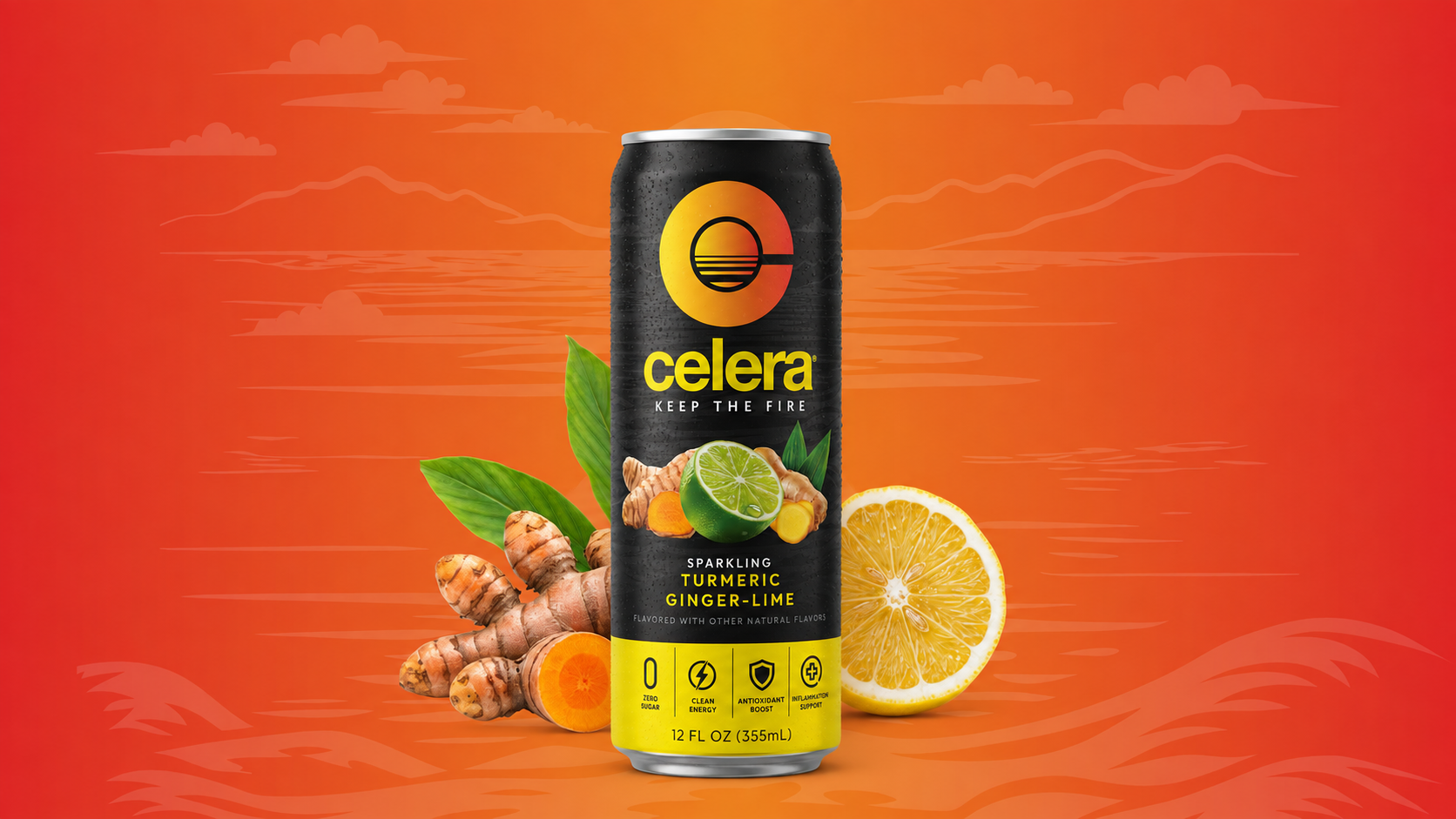 Celera sparkling turmeric ginger lime